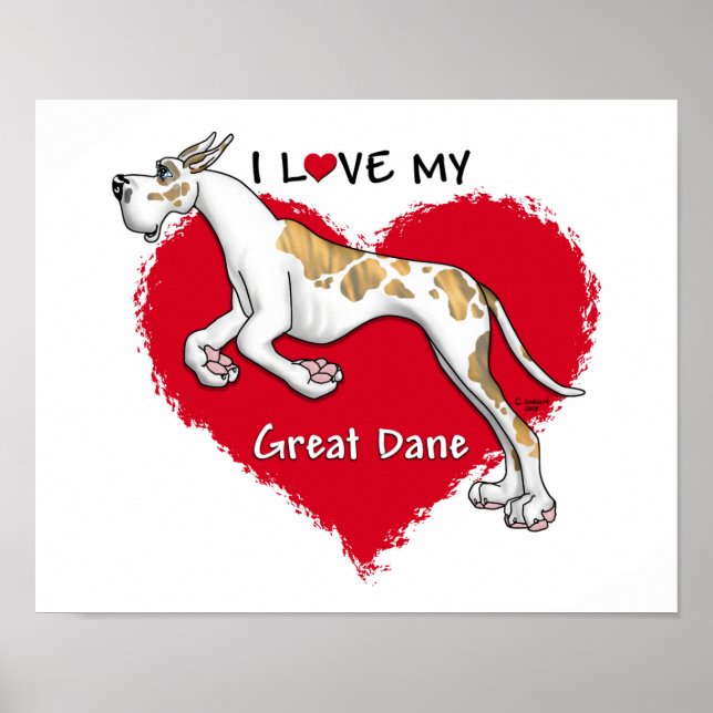 Póster Love Brindlequin Great Dane (Frente)