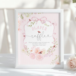 Poster Love Bug Diaper Raffle Bow Wildflower Baby Shower
