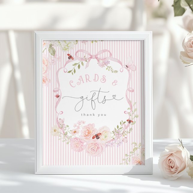 Poster Love Bug Pink Bow Cards and gifts Baby Shower (Criador carregado)