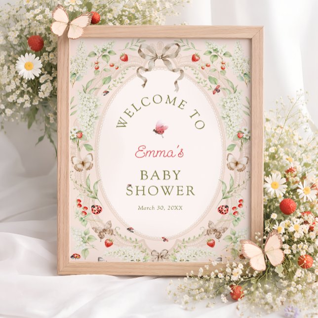 Poster Love Bug Wildflower Boho Baby Shower Welcome  (Criador carregado)