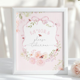 Poster Love Bug Wildflower Favors Baby Shower Pink