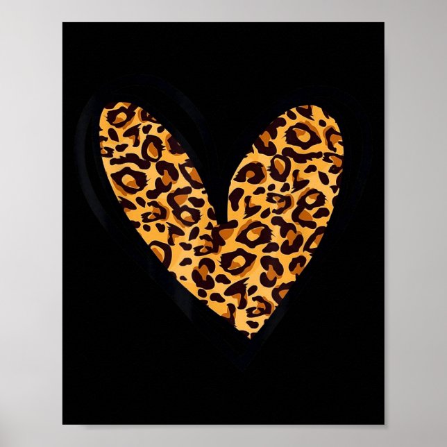 Poster Love Cheetah Leopard Print Heart Valentines Day Gi (Frente)
