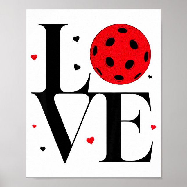 Poster Love Ckleball Valentines Day Cute Red Heart  (Frente)