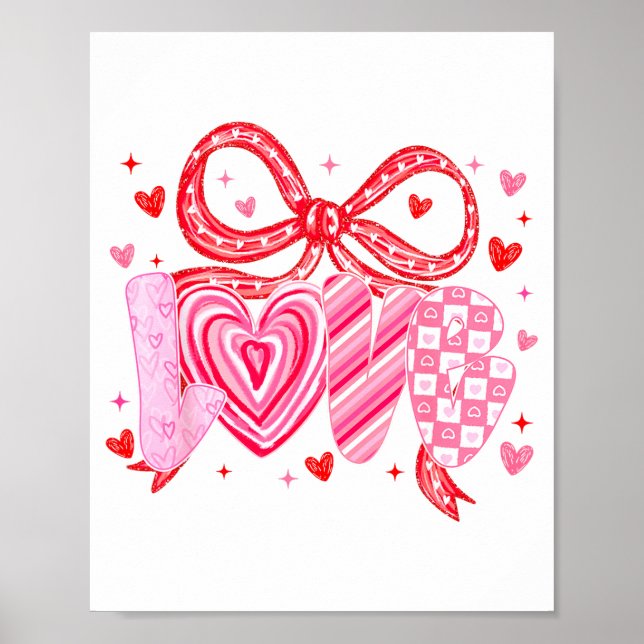 Poster Love Coquette Bow Leopard Hearts Valentine Women G (Frente)