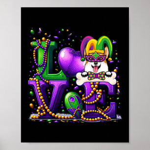 Poster Love Corgin Dog Carnival Mask Dog Lover Women