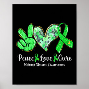 Poster Love Cure Green Ribbon Kid Doença Renal Gi