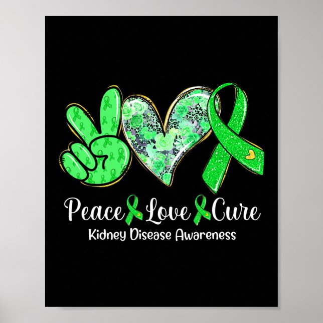 Poster Love Cure Green Ribbon Kid Doença Renal Gi (Frente)