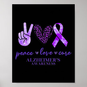 Poster Love Cure Ribbon Lepard Alzheimerheimer Brain Awa