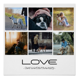 Póster Love Dog Family Portrait Collage Design