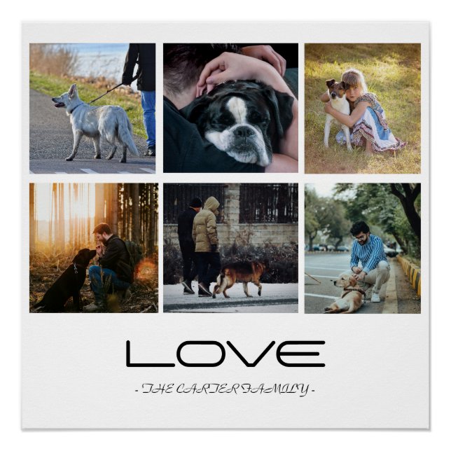 Póster Love Dog Family Portrait Collage Design (Frente)