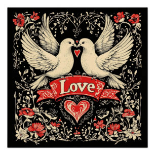 Póster Love Doves design