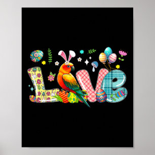 Poster Love Easter Bunny Sun Conure Caça Flores De Ovos
