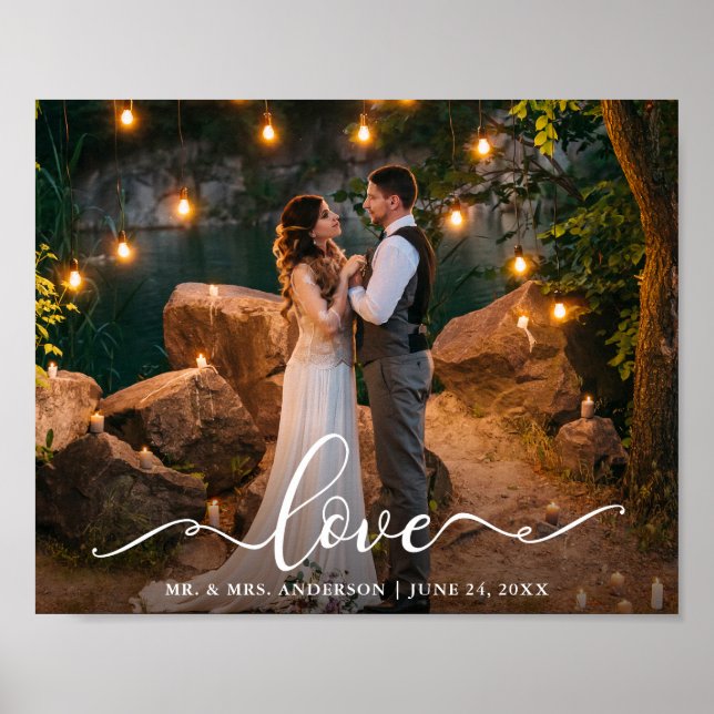 Poster Love Elegant Script Wedding Node Groom Photo (Frente)