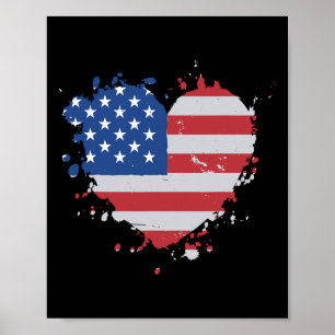 Poster Love Flag Usa Heart, 4 De Julho, American Proud Gi