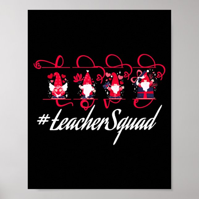 Poster Love Gnome Teacher Squad Happy Valentine Gnome Tea (Frente)