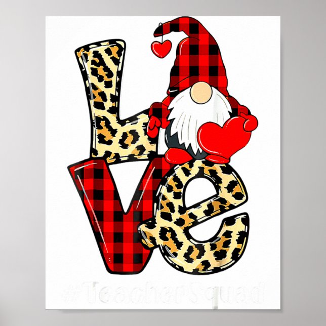 Poster Love Gnome Teacher Squad Valentines Day Teacher St (Frente)
