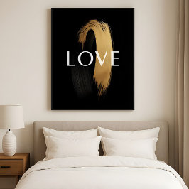 Poster LOVE Gold Brushstroke – Modern Minimalist Art
