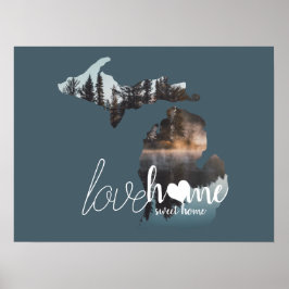Poster Love Home Sweet Home Silhouette, De Michigan