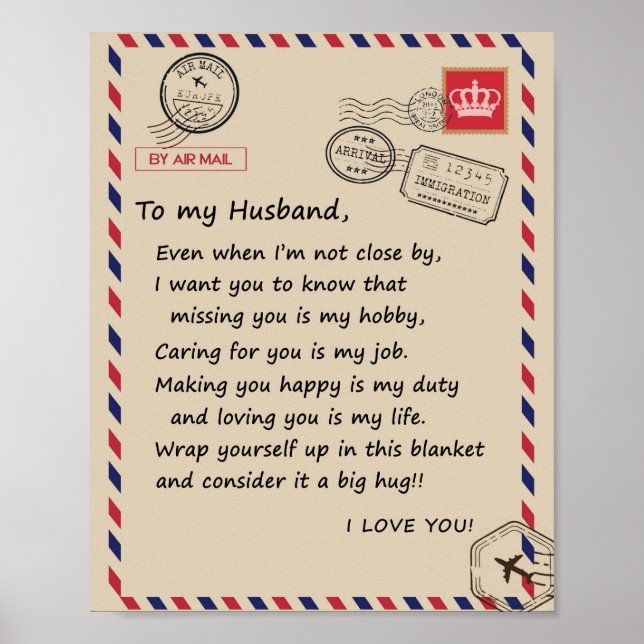 Poster Love Husband | Carta Ao Meu Marido Eu Te Amo (Frente)