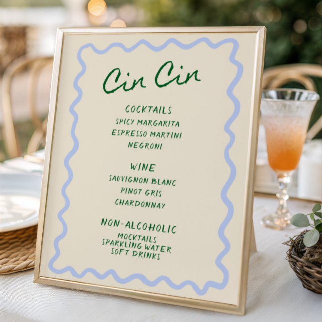 Poster Love in Bloom Blue Green Cin Cin Bar Menu (Criador carregado)