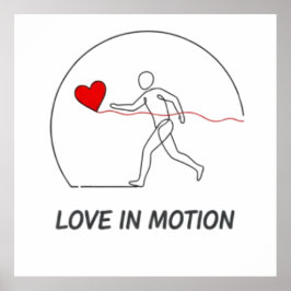 Poster Love In Motion Minimalist Line Art Slogan Tee