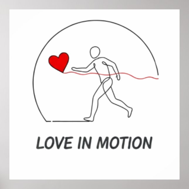 Poster Love In Motion Minimalist Line Art Slogan Tee (Frente)