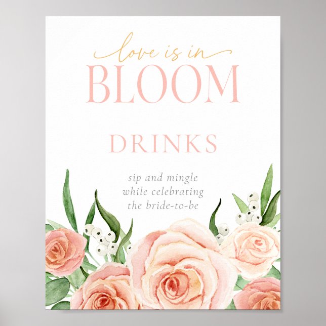 Poster Love Is In Bloom Flower Bar Station Sign (Frente)