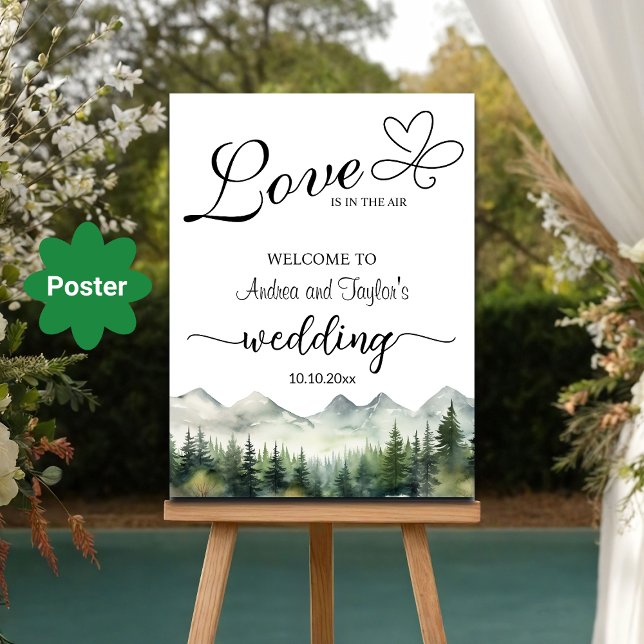 Poster Love is in the Air Elegant Wedding Welcome (Criador carregado)