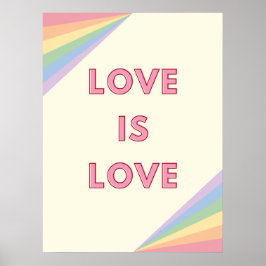 Poster Love is Love Pastel Rainbow Design - Orgulho LGBTQ