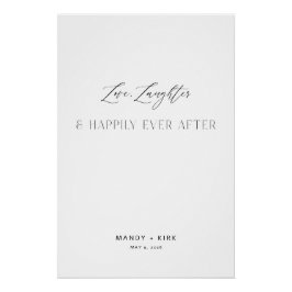 Póster Love Laughter Happily Ever After Wedding Sign