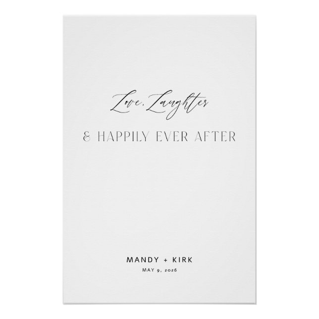 Póster Love Laughter Happily Ever After Wedding Sign (Frente)