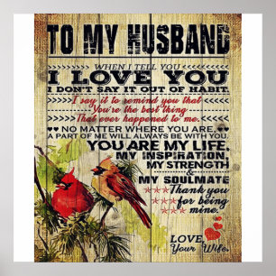 Poster Love Letter To Husband   Special Gift For Man  