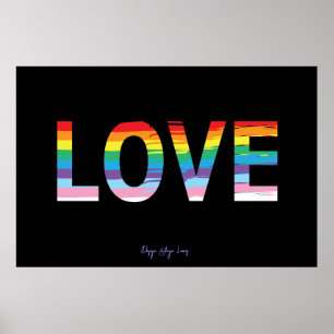 Poster LOVE LGBTQIA Flag, Letra Orgulho Legal