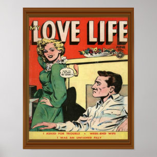 Poster Love Life Flirt Romance Comic Illustration Retro
