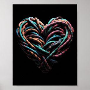 Poster Love Mountain Escalbing Rock Climber Heart