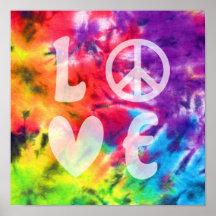 Love Peace Abstrato Bright Rainbow Batik Tie Dye