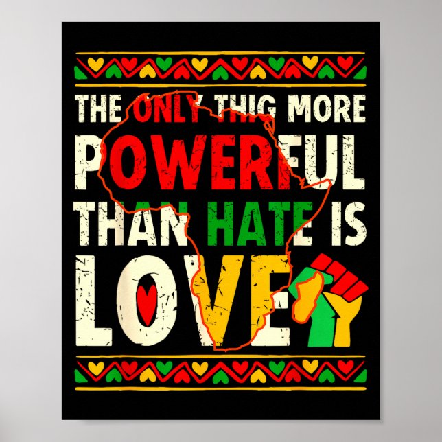 Poster Love powerful than hate black history month unity  (Frente)
