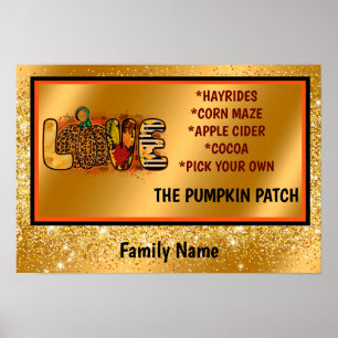 Poster Love Pumpkin Autumn Personalizar Texto e Cor