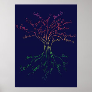 Poster Love Roots Tree of Life Marinho Rainbow Namorados