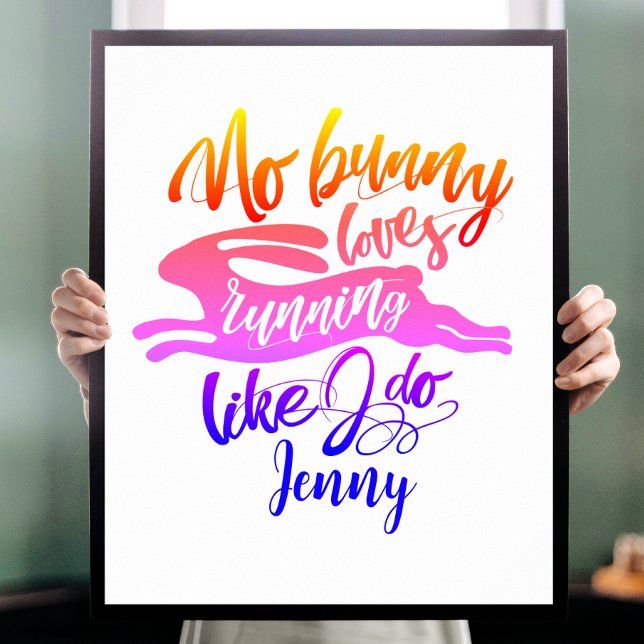 Poster Love Run Motivation Rainbow Bunny Typografia (Criador carregado)