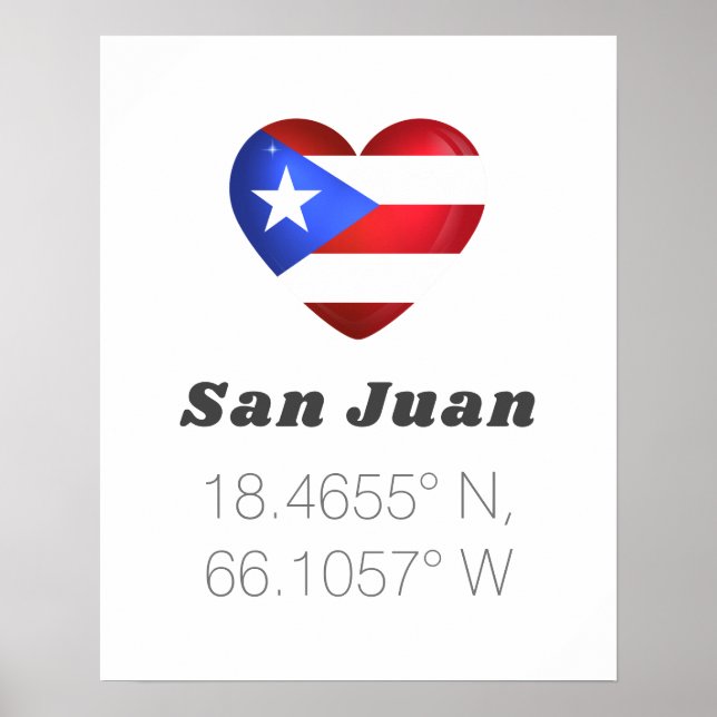 Poster Love San Juan Latitude Longitude (Frente)
