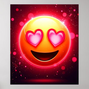 Poster Love Struck Emoji Hearts Glow