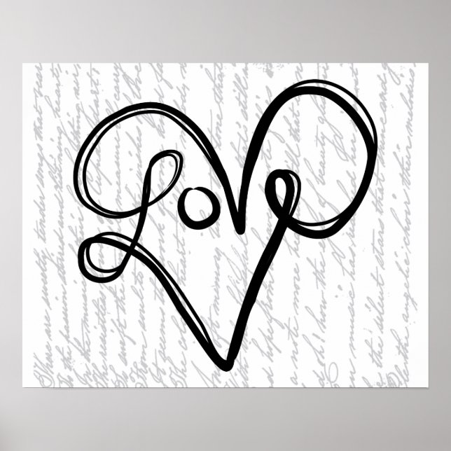 Póster Love Typografia Text Art (Frente)