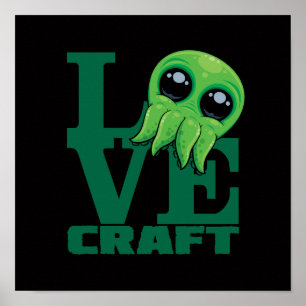 Poster Lovecraft Baby Cthulhu Design - Amor Cute Louco