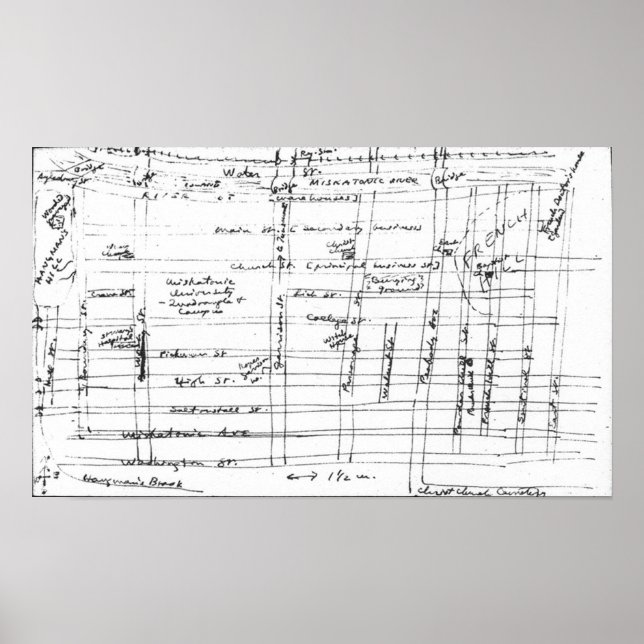 Póster Lovecraft Sketch of Arkham (Frente)