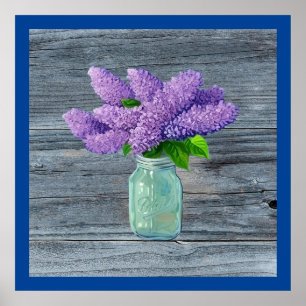Poster Lovely Lilacs In Rustic Mason Jar
