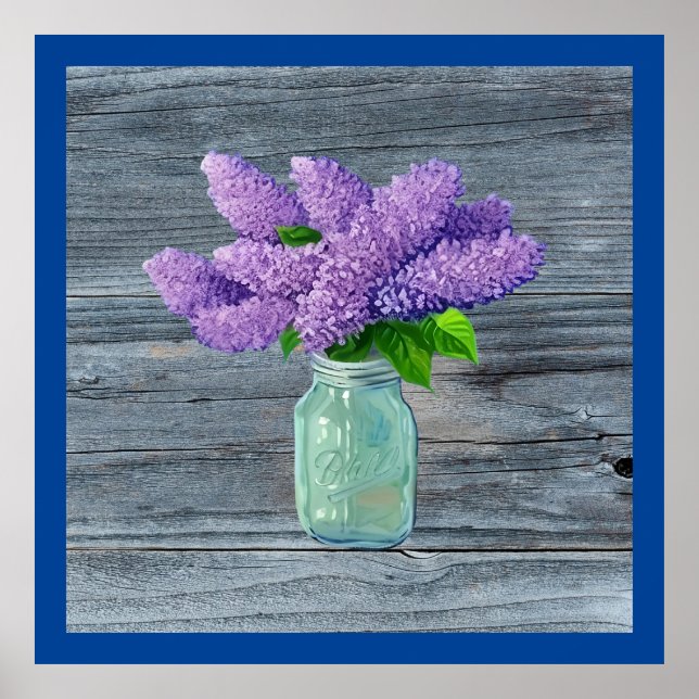Poster Lovely Lilacs  In Rustic Mason Jar (Frente)