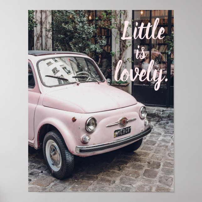 Poster Lovely Little Pink Fiat em Paris (Frente)