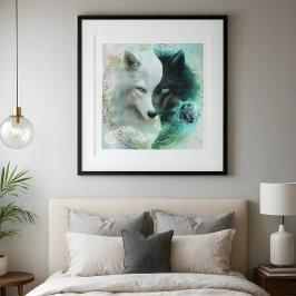 Poster Lovers’ Balance – Mystical Yin Yang Wolf