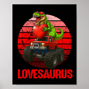 Poster Lovesaurus Dinossauro Caminhão Monstro do Dia dos 